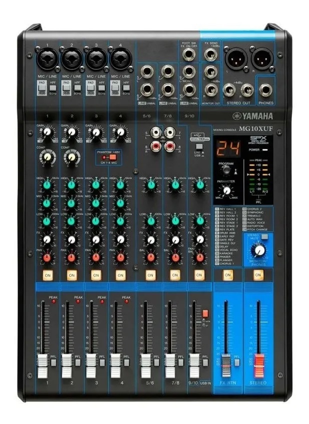 MEZCLADORA YAMAHA MG10XUF CON EFECTOS USB Y FADERS