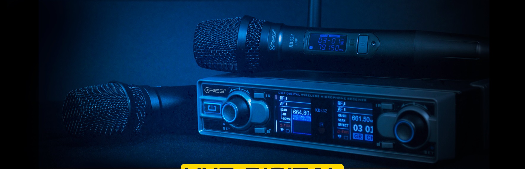 MICROFONO KRIEG INALAMBRICO DOBLE UHF DIGITAL