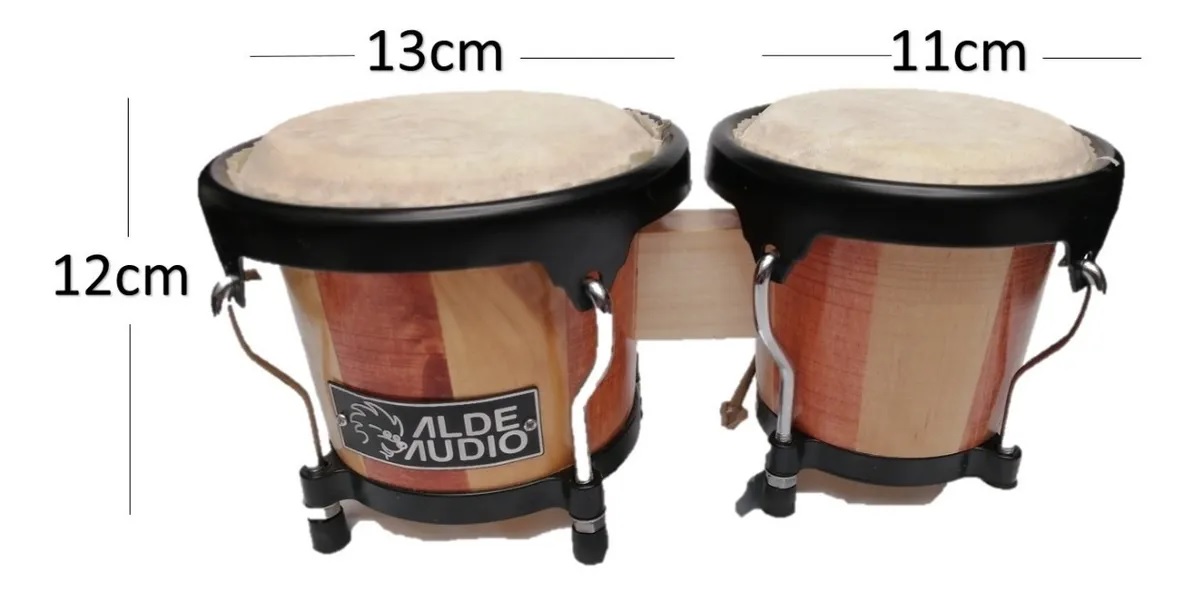 BONGO MADERA PARCHE DE CUERO HERRAJES CROMADOS