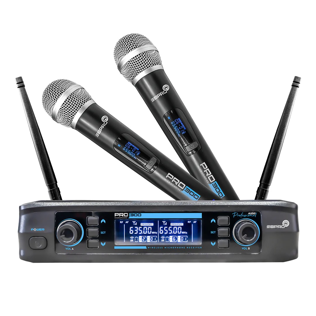 SET DE 2 MICROFONOS INALAMBRICO UHF SBPRO PRO-300