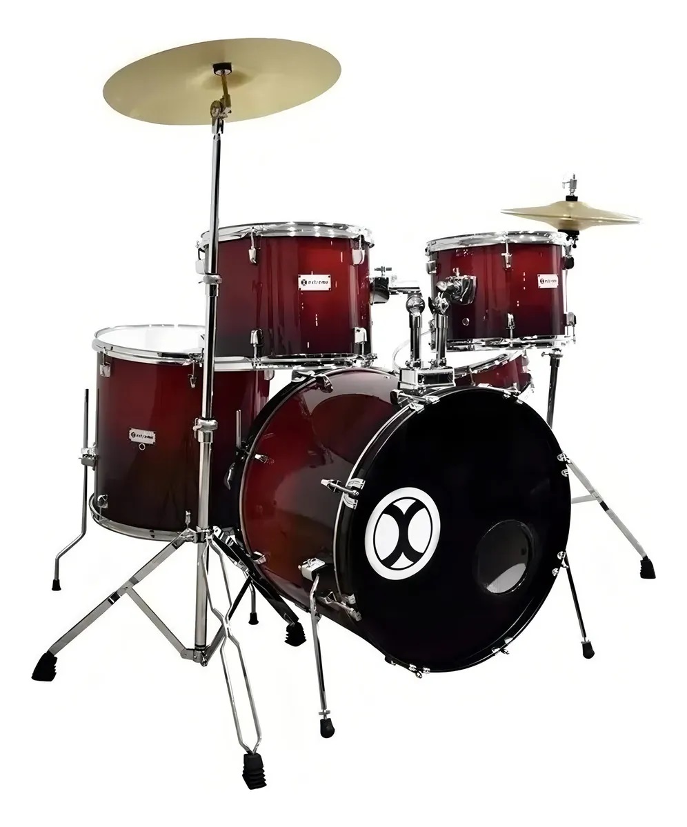 JUEGO DE BATERIA PROFESIONAL CAOBA ARO COLOR CROMO