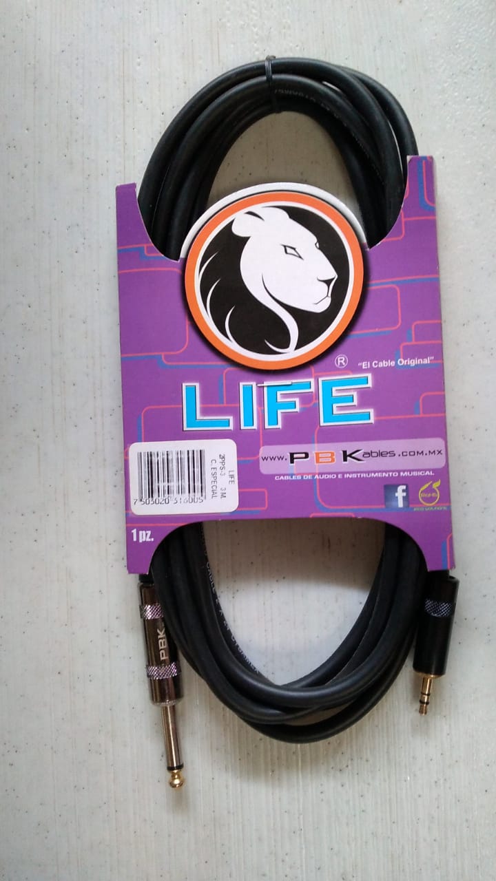 CABLE LIFE PLUG 3.5 A PLUG 6.3 DE 3 METROS 