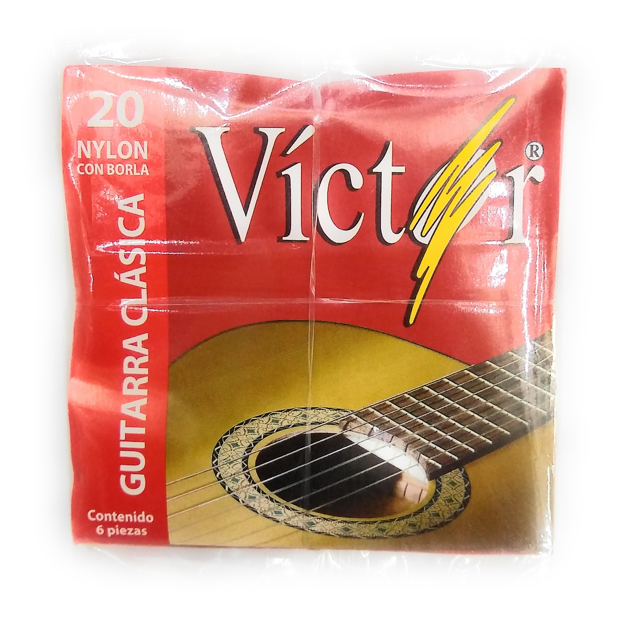 JUEGO DE CUERDAS GUITARRA ACUSTICA  VICTOR NYLON  CON BORLA