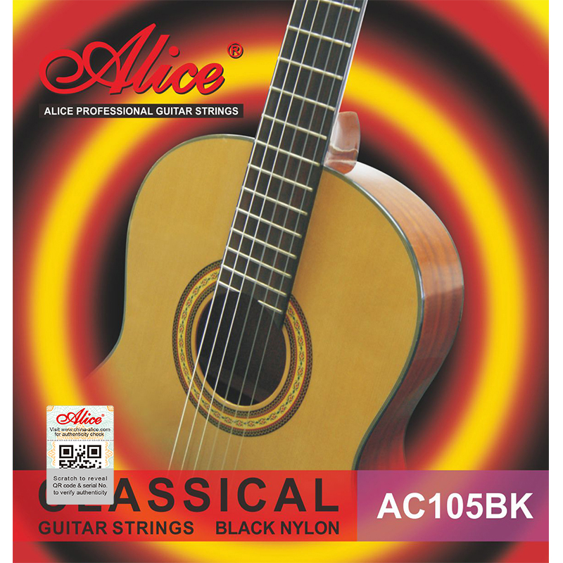 JUEGO DE CUERDAS ALICE AC105BK PARA GUITARRA ACUSTICA  NAYLON 