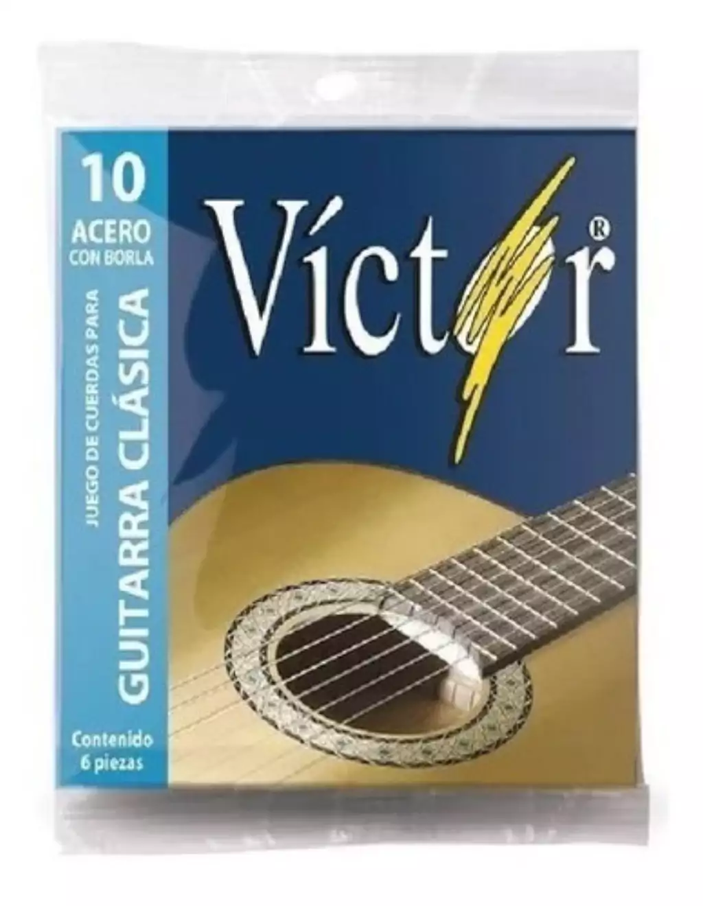 JUEGO DE CUERDAS PARA GUITARRA ACUSTICA VICTOR 10 ACERO CON BORLA 