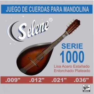 JUEGO DE CUERDAS PARA MANDOLINA SELENE CALIBRE MEDIANO SERIE 1000 LISA ACERO PESTAÑO 