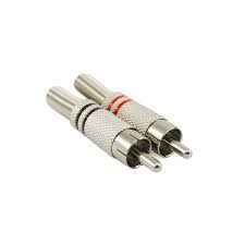 PLUG RCA METALICO CON RESORTE ROJO Y NEGRO 