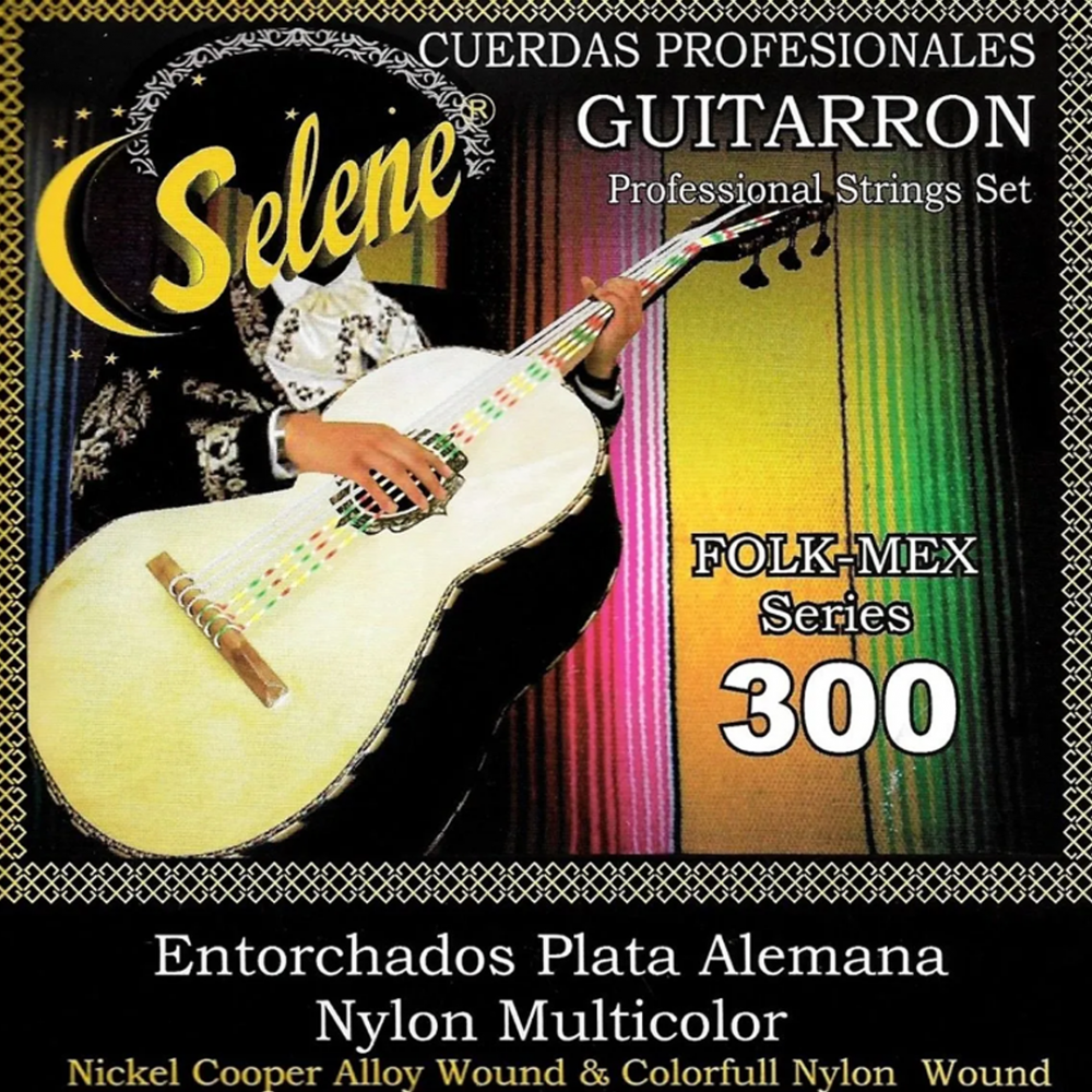 JUEGO DE CUERDAS PROFESIONALES GUITARRON STRING SET  FOLK MEX SERIES 300 NYLON MULTICOLOR