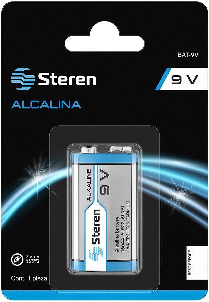 PILA RECARGABLE ALCALINA STEREN 9V