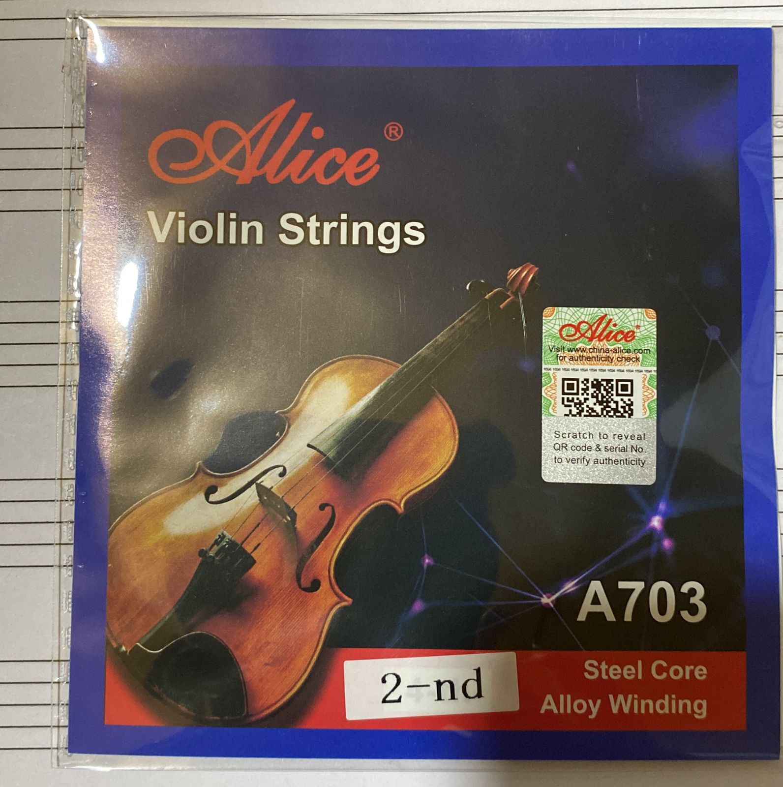 CUERDA ALICE A 703 PARA VIOLIN SEGUNDA CUERDA 