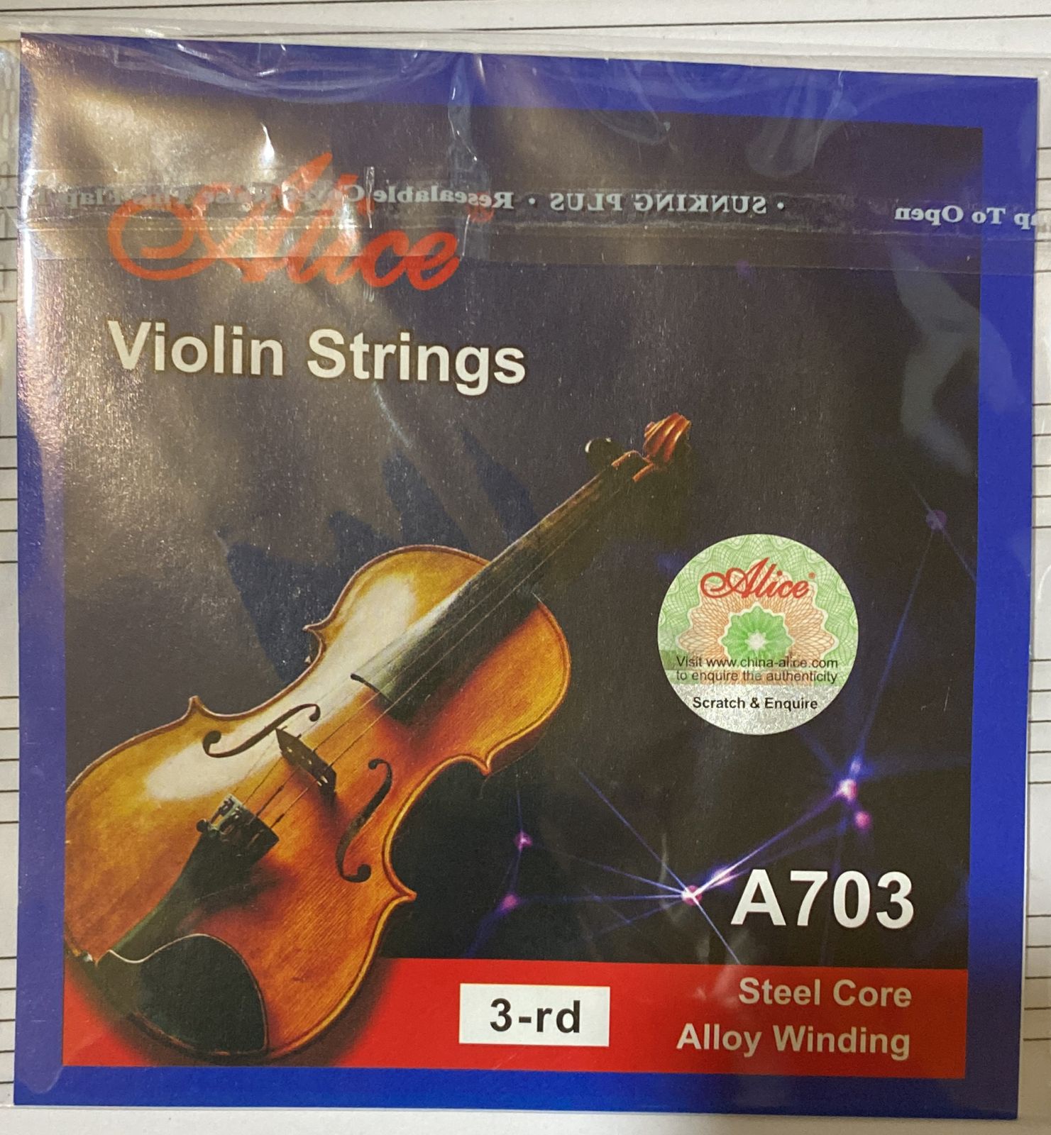 CUERDA ALICE TERCERA PARA VIOLIN  A 703 