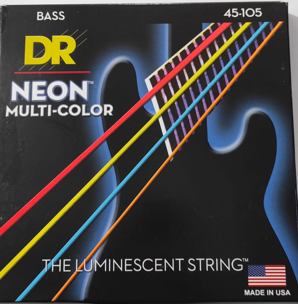 JUEGO DE CUERDA NEON MULTICOLOR PARA BAJO ELECTRICO 