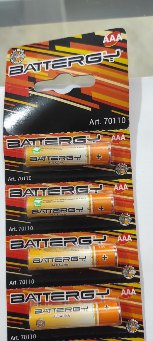 PILA ALCALINA TRIPLE AAA BATTERGY
