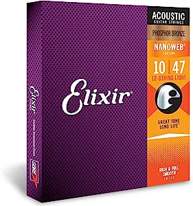  ELIXIR ACOUST GUITARR STRINGS 80/20 BRONZE NANOWEB COATING