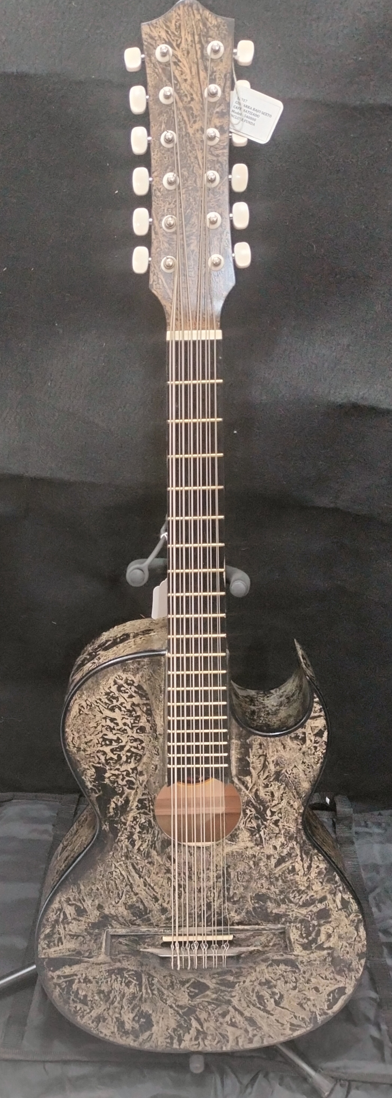 GUITARRA BAJO SEXTO CAFE MATIZADO CON FUNDA