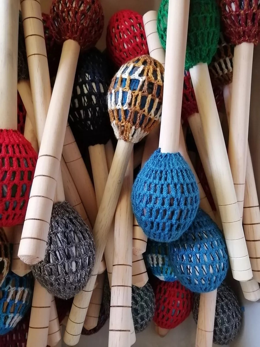 BAQUETON BOLILLO TEJIDO DE HILOS PARA BOMBO