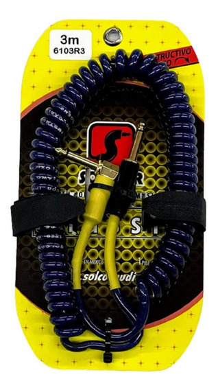CABLE ESPIRAL GUITARRA ELECTRICA BAJO BASS PLUG A PLUG 3M