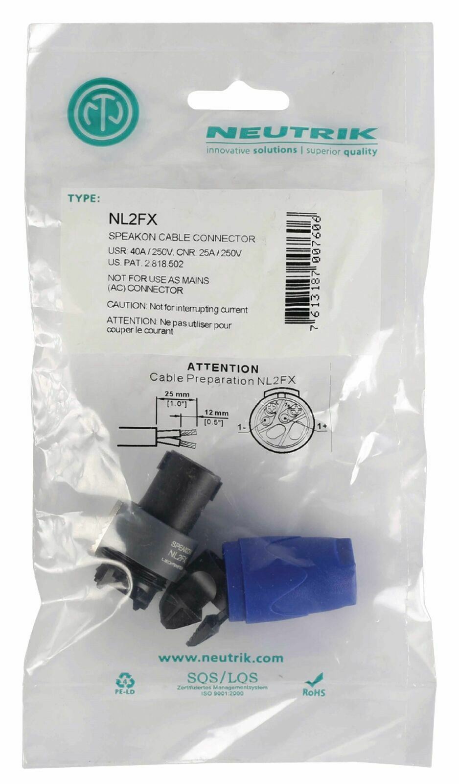 CABLE CONECTOR SPEAKON NL2FX
