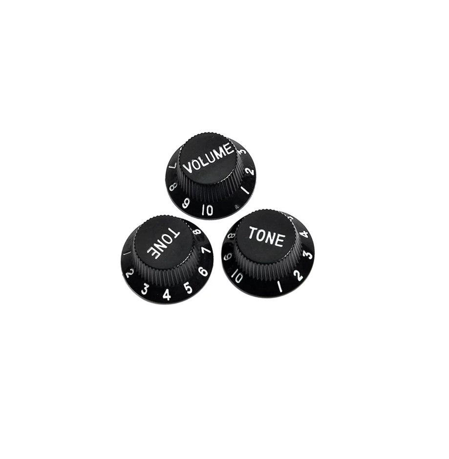 BOTON DE PLASTICO PARA VOLUMEN/TONE DE GUITARRA ELECTRICA NEGRO
