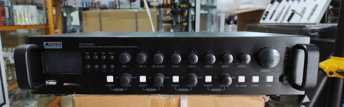 AMPLIFICADOR PARA TROMPETAS PERIFONEO CON LECTOR DE TARJETAS SD/MMC