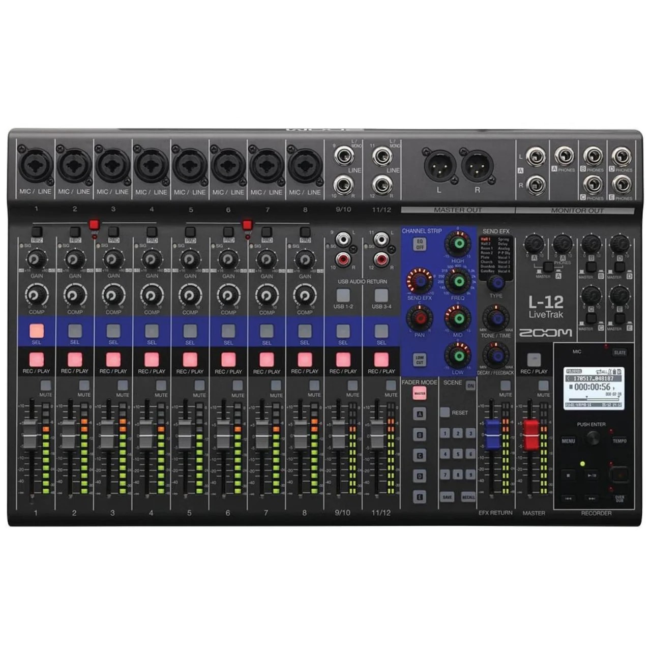 MEZCLADORA DE AUDIO 12 CANALES ZOOM LIVETRAKL-12