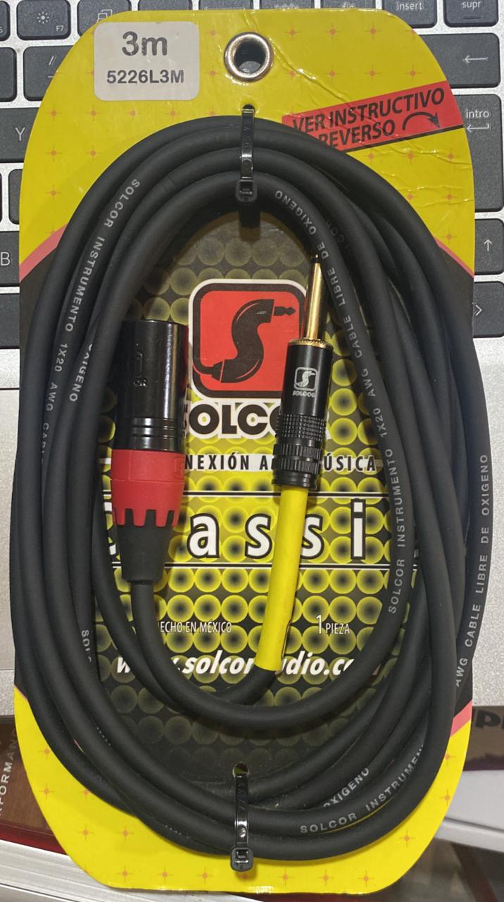 CABLE SOLCOR PLUG 6.3 A CANON MACHO 3 METROS