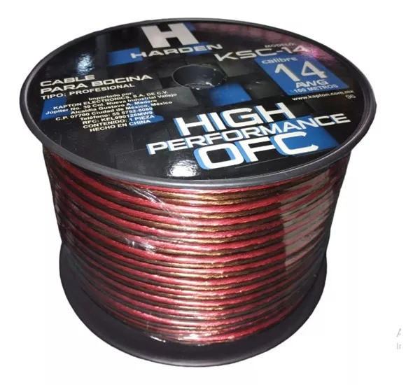 CABLE POLARISADO PARA BOCINA Y AUDIO CALIBRE 14 HARDEN OFC