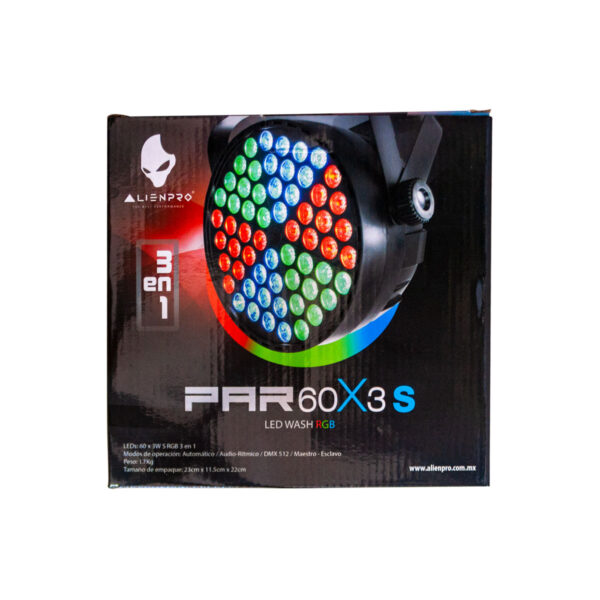 LUCES LED ALIENPRO PAR60X3S PARA ILUMINACION 3 WATTS