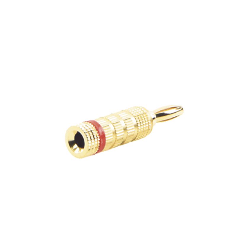 ADAPTADOR TIPO BANANA DORADO METALICO, ROJO Y NEGRO