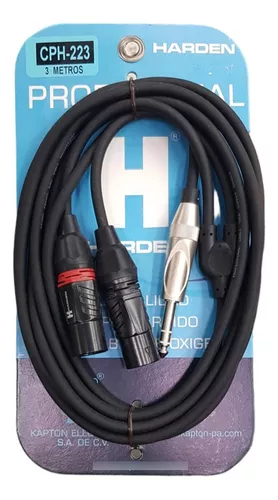 CABLE DE 2 CANON MACHO A PLUG 6.3 DE 3 METROS 